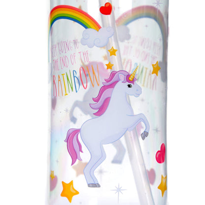 Puckator Enchanted Rainbows Unicorn - Kids Drinks Bottle With Flip Straw - Reusable Water Bottle For Girls And Boys With A Carry Handle - Bpa Free - For School Nursery - Cute Rainbow Design -Pp 550ml