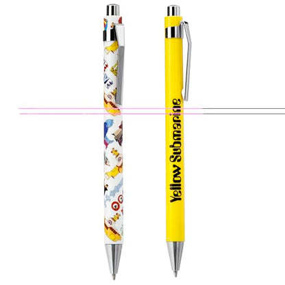 Puckator The Beatles Yellow Submarine Pen Twin Set - Pen Stationary Set - Cool Fancy Pack of Pens Black For Office Writing College - Uni Essentials - Back to School Supplies - Non Smudge
