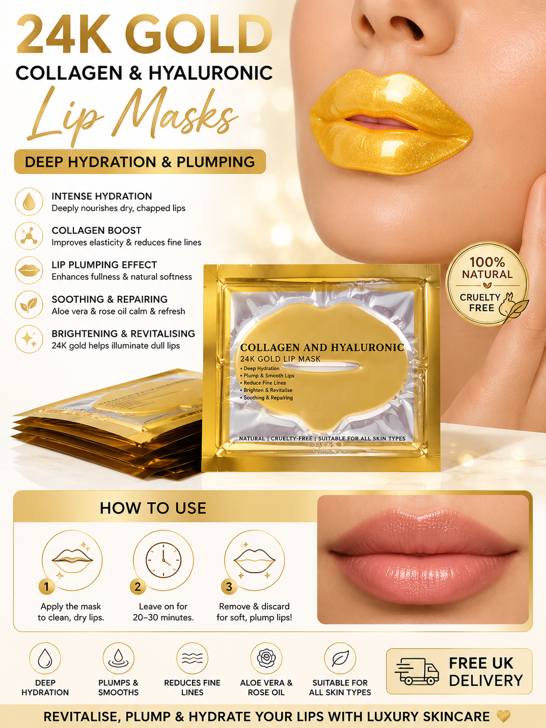 Gold Collagen Lip Masks