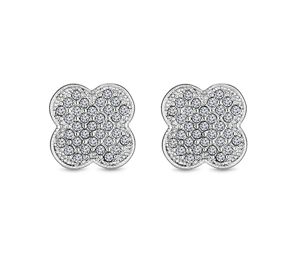 Diamond Style London - Clover Crystal Earrings in Rhodium Plating (Item code: Clovercrystalearr)