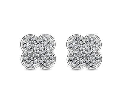 Diamond Style London - Clover Crystal Earrings in Rhodium Plating (Item code: Clovercrystalearr)
