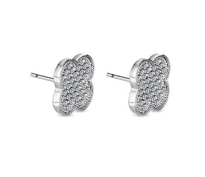 Diamond Style London - Clover Crystal Earrings in Rhodium Plating (Item code: Clovercrystalearr)