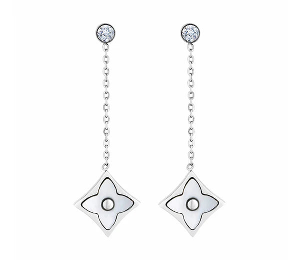 Diamond Style London - Clover Drop Earrings in Silver (Item code: Cloverdropearr)