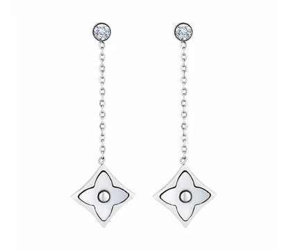 Diamond Style London - Clover Drop Earrings in Silver (Item code: Cloverdropearr)