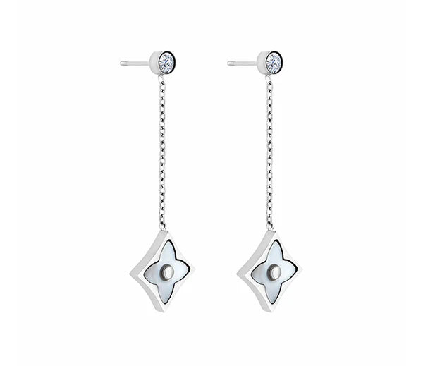 Diamond Style London - Clover Drop Earrings in Silver (Item code: Cloverdropearr)