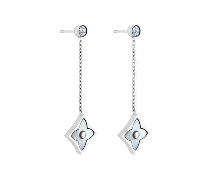 Diamond Style London - Clover Drop Earrings in Silver (Item code: Cloverdropearr)