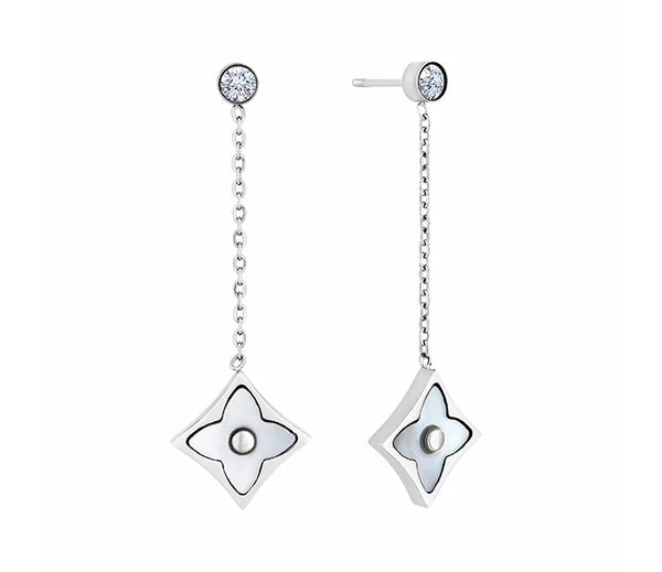 Diamond Style London - Clover Drop Earrings in Silver (Item code: Cloverdropearr)