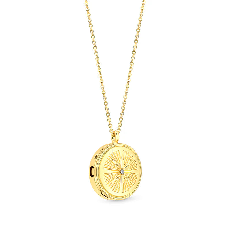 Diamond Style London - Compass locket gold necklace (Item code: Compasslocketgold)
