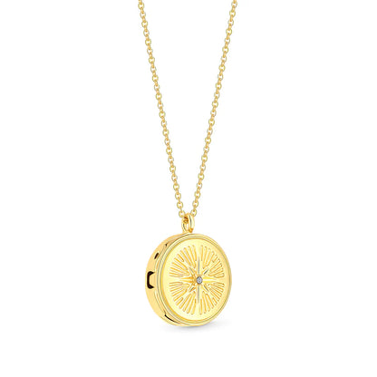 Diamond Style London - Compass locket gold necklace (Item code: Compasslocketgold)