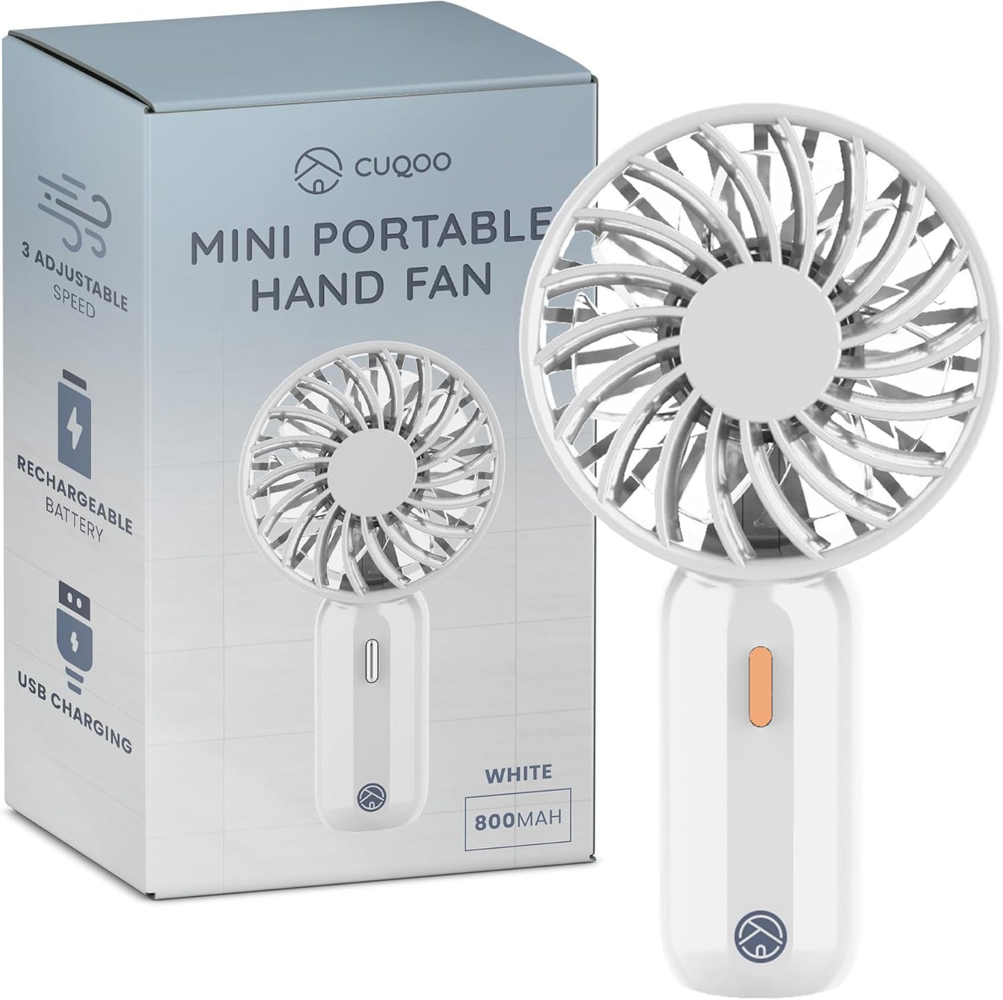 CUQOO Mini Handheld Fan – 800mAh, 3 Speeds & Portable!