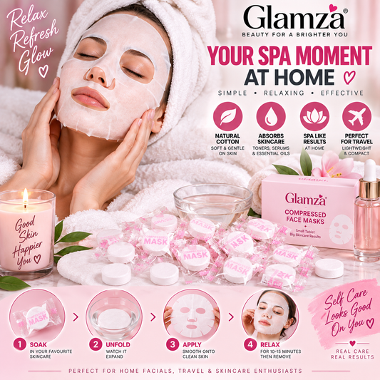 100 Glamza Compressed Face Masks – DIY Facial Sheet Masks for Skincare