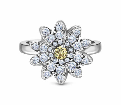 Diamond Style London - Daisy ring in rhodium plating (Item code: Daisyring6)