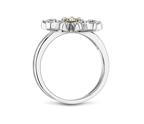 Diamond Style London - Daisy ring in rhodium plating (Item code: Daisyring6)