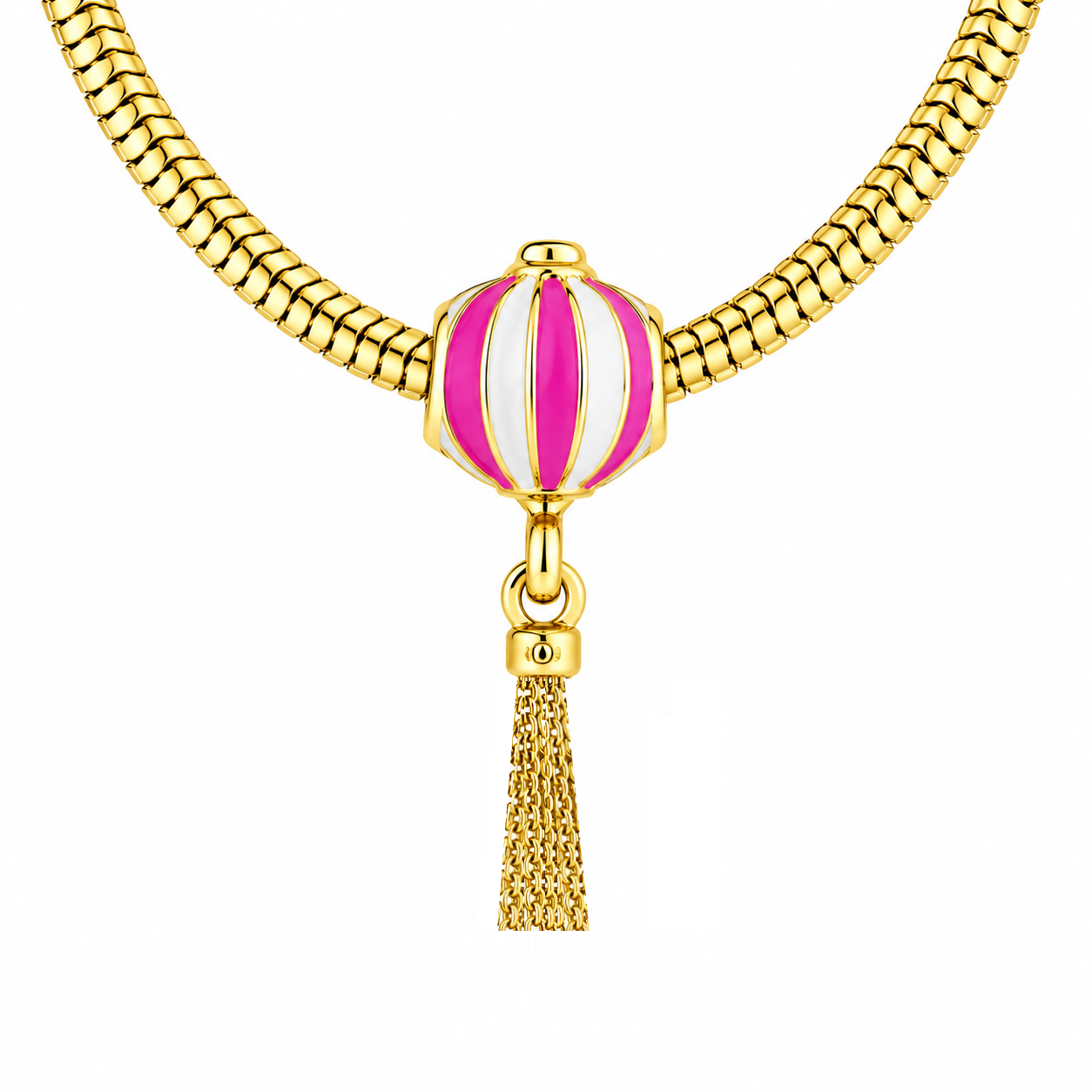 Diamond Style London - Gold Carnival Charm Bracelet with Pink & Gold Plated Beads