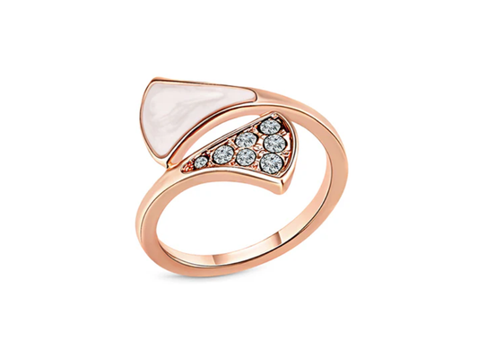 Diamond Style London - Rings - Fan Rose Crystal Ring - Size M - (Item code: FANRINGROSE6)