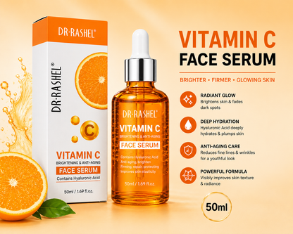 Dr Rashel Vitamin C Serum Brightening & Anti Ageing Facial Serum with Hyaluronic Acid for Face Lines & Wrinkles 50ml
