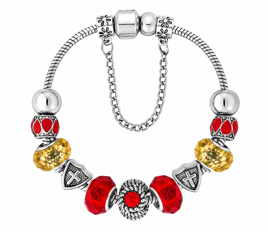 Diamond Style London - Charm Bracelet with Red & Amber Charms