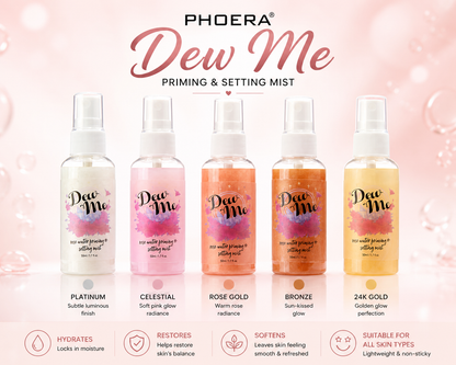 Phoera Dew Me Priming & Setting Sprays 50ml – Hydrating Illuminating Makeup Mist with Hyaluronic Acid
