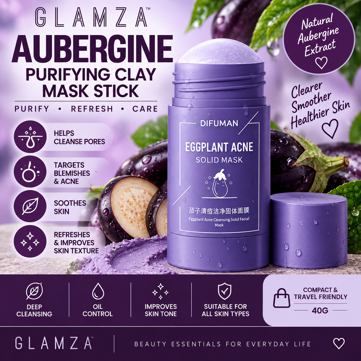 Aubergine Deep Cleansing Face Mask Stick