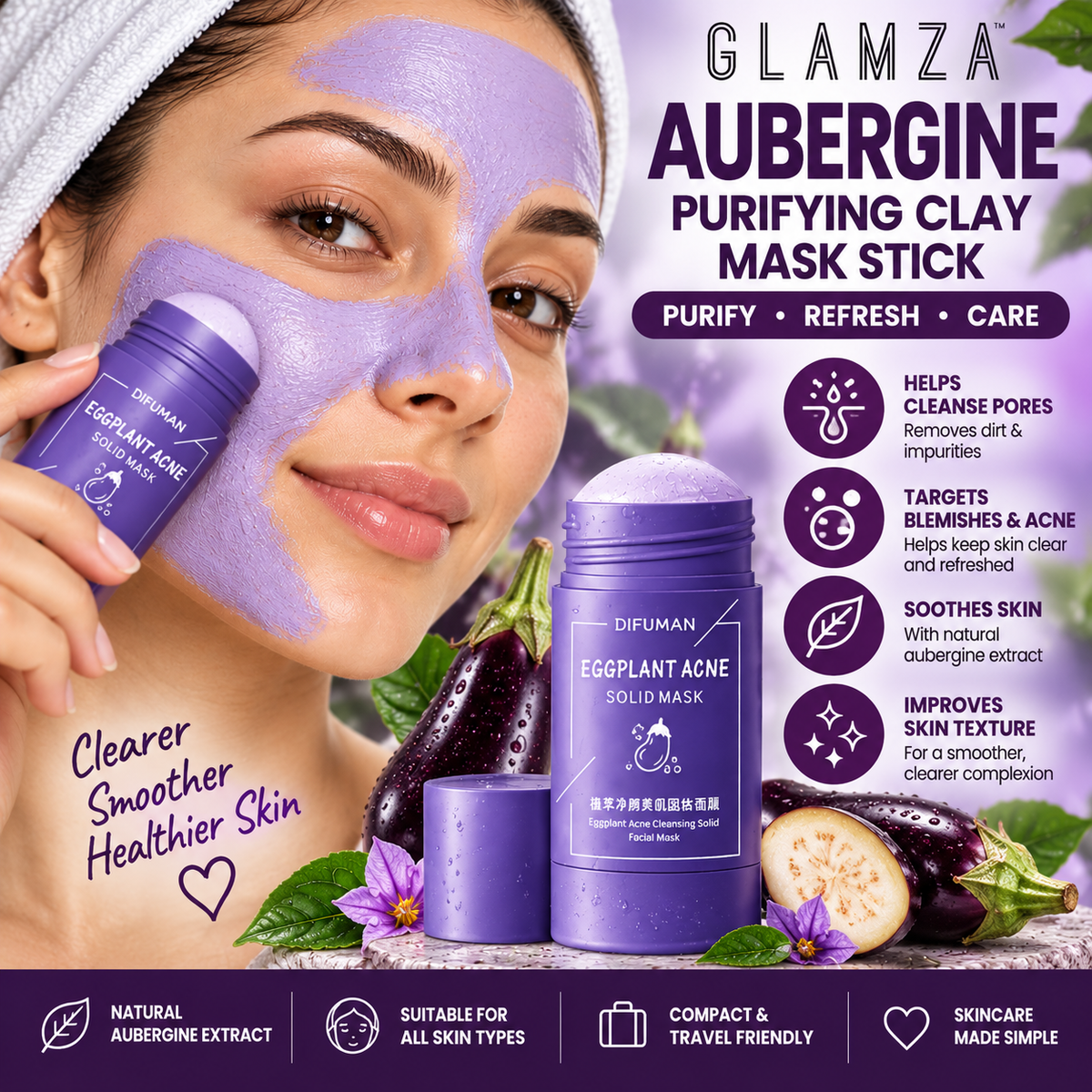 Aubergine Deep Cleansing Face Mask Stick