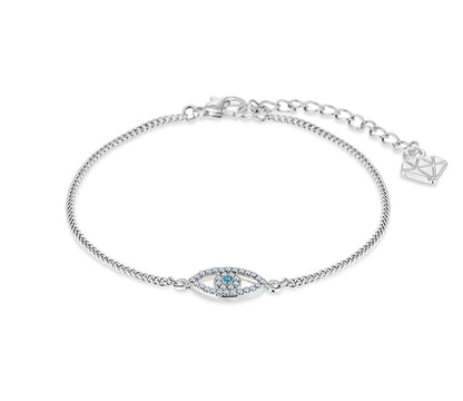 Diamond Style London - Evil Eye Bracelet in Rhodium Plating (Item code: Evileyebra)