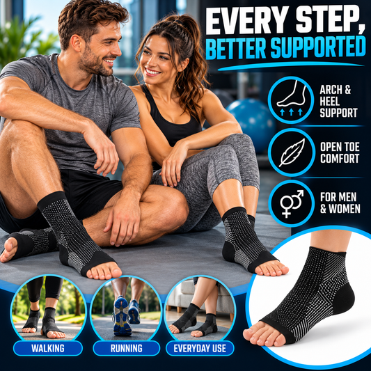 Open Toe Plantar Fasciitis Socks - Compression Socks- S/M & L/XL