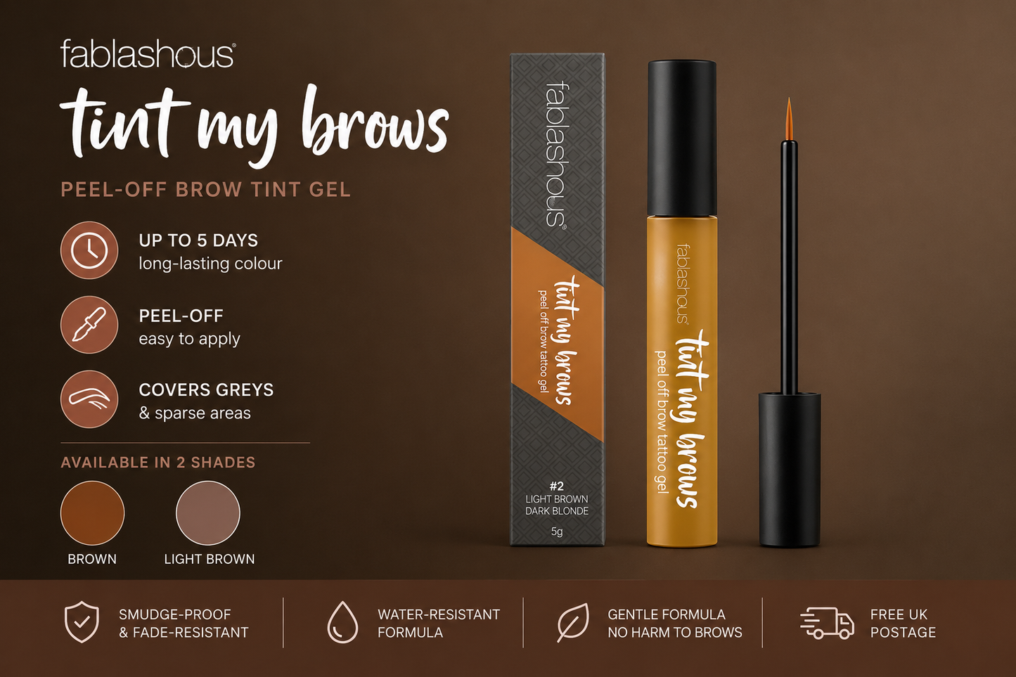 Fablashous Tint My Brows™ Peel-Off Eyebrow Tint Gel | Long-Lasting Brow Tattoo