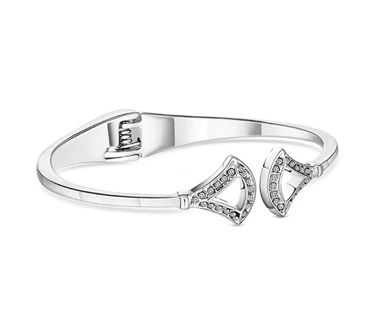 Diamond Style London - Fan Bangle with crystals in rhodium plating (Item code: Fanbangle)