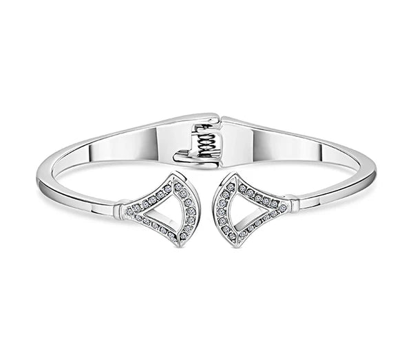 Diamond Style London - Fan Bangle with crystals in rhodium plating (Item code: Fanbangle)