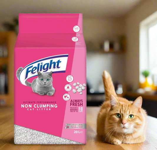 Felight Non-Clumping Cat Litter – Dust-Free, Antibacterial Silverfresh 20L