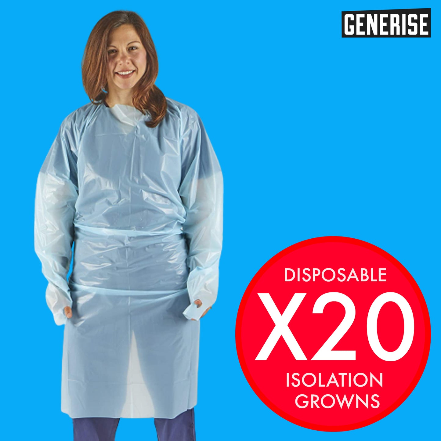 Generise Fluid Resistant Isolation Gown - Blue