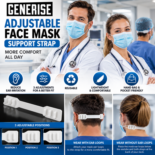Generise Adjustable Face Mask Support Strap – 3 Position Mask Ear Saver & Extender