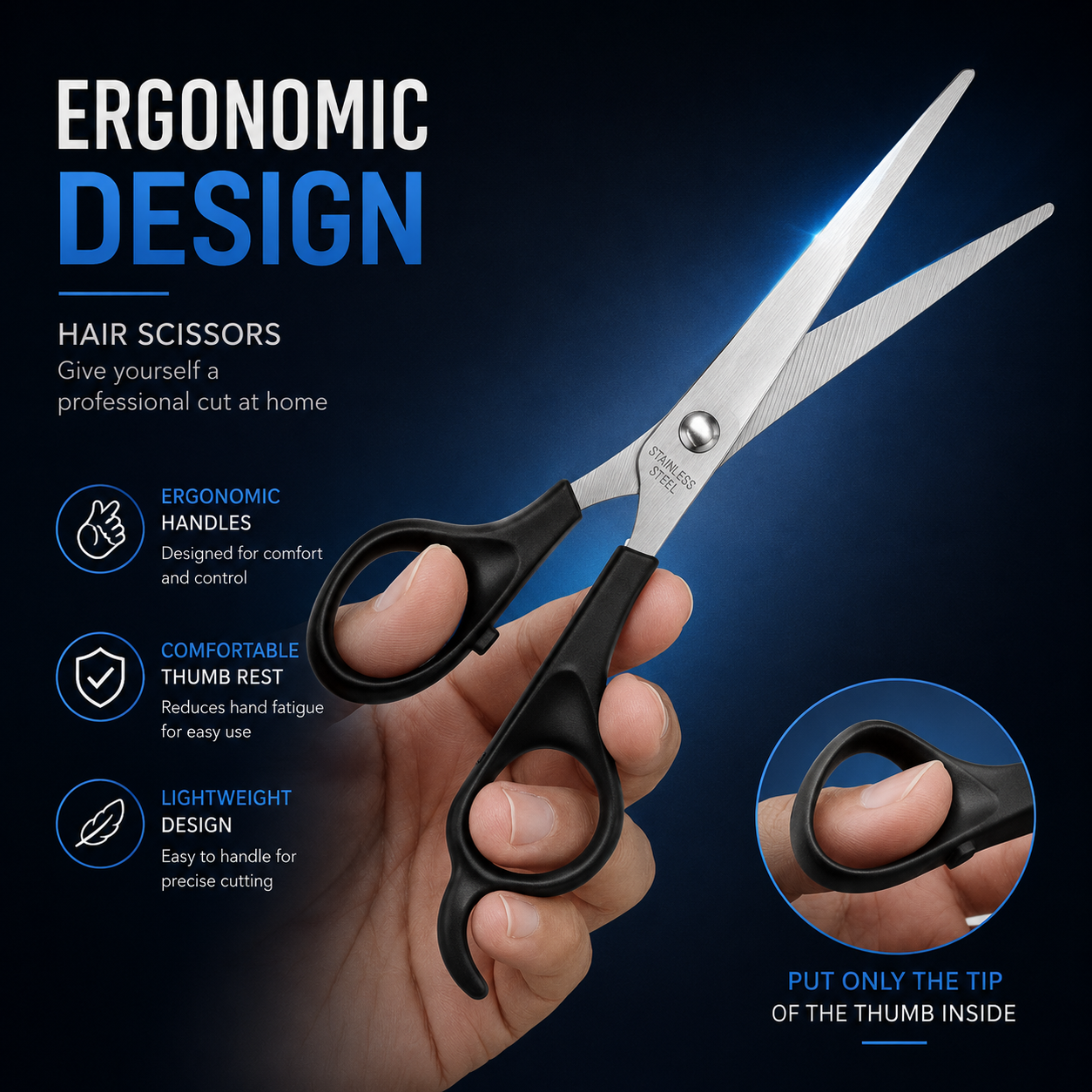 Generise 3pc Hairdressing Grooming Set – Cutting Scissors, Thinning Scissors & Comb