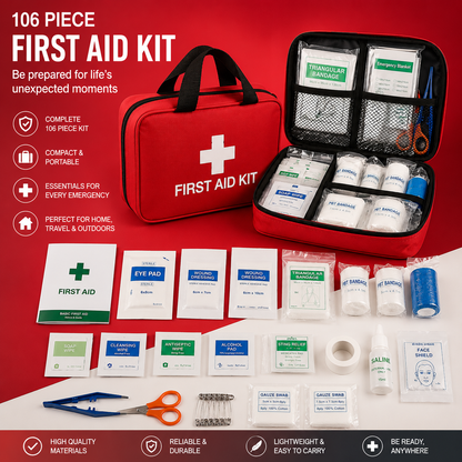 106 Piece First Aid Kit with Carry Bag