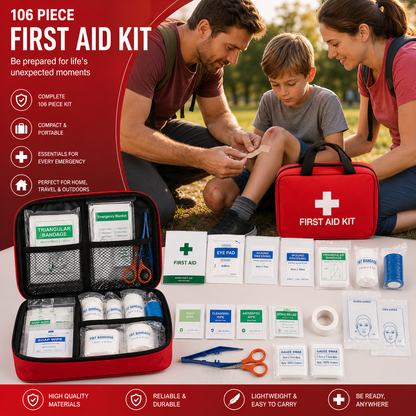 106 Piece First Aid Kit with Carry Bag