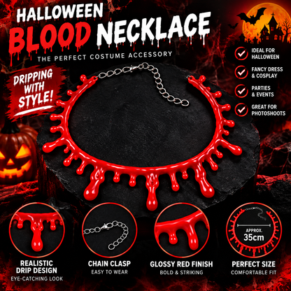 Halloween Blood Necklace – Red Fancy Dress Choker Costume Accessory