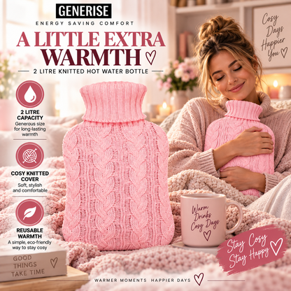 Generise 2 Litre Knitted Hot Water Bottle – Cosy, Stylish & Energy Saving