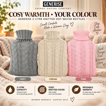 Generise 2 Litre Knitted Hot Water Bottle – Cosy, Stylish & Energy Saving