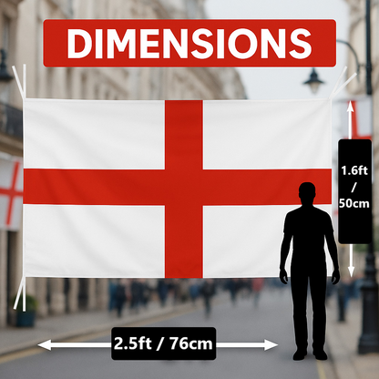 World Cup England Flag with String - 2.5ft × 1.6ft (76cm × 50cm)