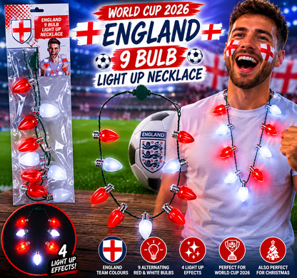 World Cup 2026 England Team 9 Bulb Light Up Necklace
