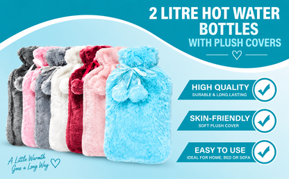 Generise 2L Hot Water Bottle with Plush Cover – Extra Warm & Safe