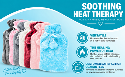 Generise 2L Hot Water Bottle with Plush Cover – Extra Warm & Safe