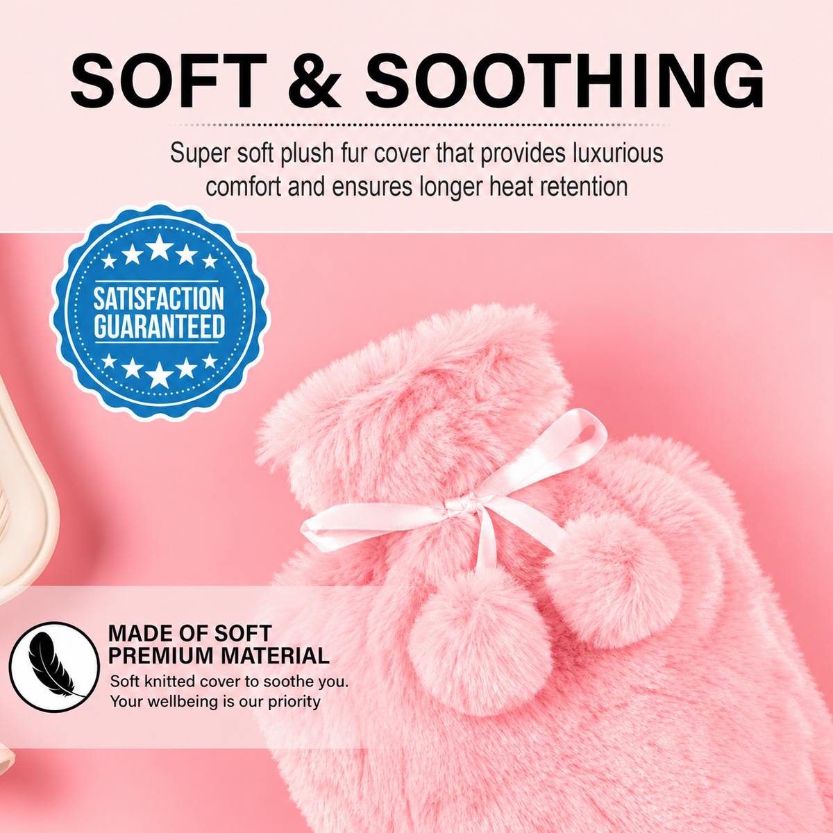 Generise 2L Hot Water Bottle with Plush Cover – Extra Warm & Safe