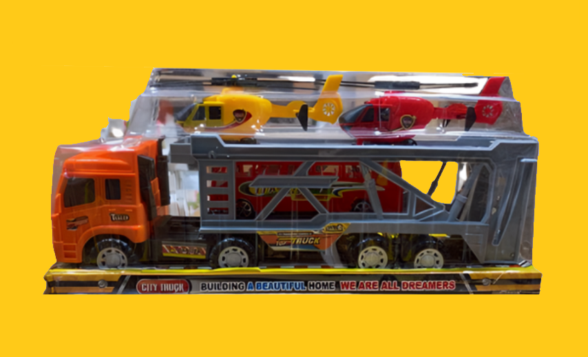 Children's Truck - Helicopter Transporter Set