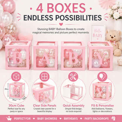 Party Props Love Baby Balloon Box in Pink or Blue