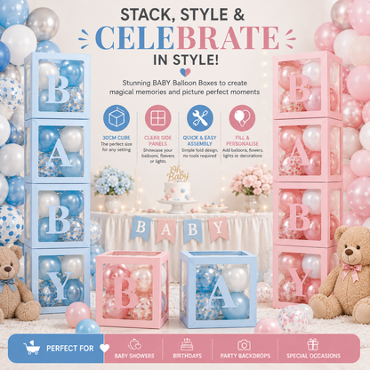 Party Props Love Baby Balloon Box in Pink or Blue