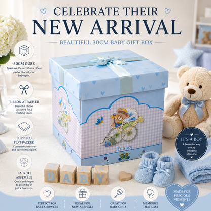 Baby Gift Box - "It's a Girl" Flatpack Box in Blue