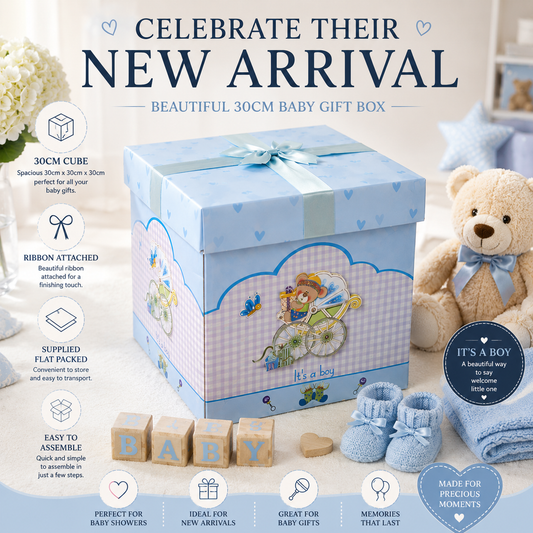 Baby Gift Box - "It's a Girl" Flatpack Box in Blue
