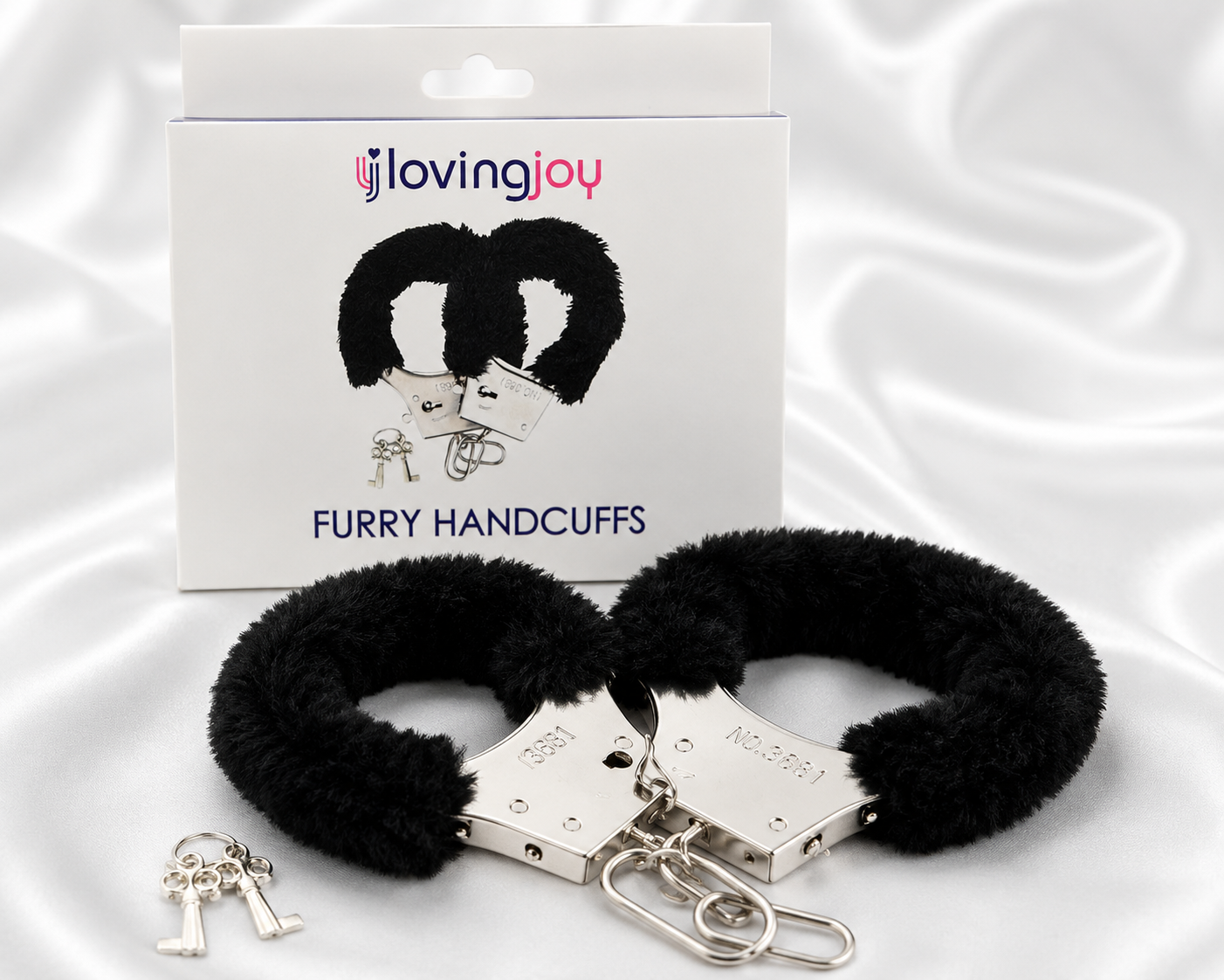Loving Joy Furry Black Handcuffs | Soft, Playful & Adjustable