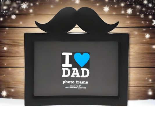 Moustache "I ♥ DAD" Photo Frame 4x6" – The Perfect Christmas Stocking Filler for Dad